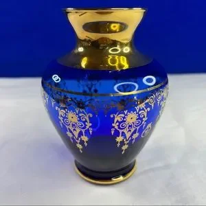 Murano | Accents | Blue Vecchia Murano Art Glass Vases 5 Tall 24k